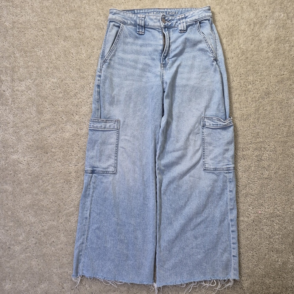 American Eagle Jeans Super High Rise Baggy Wide Leg Womens 2 90s Baggy Hip Hop